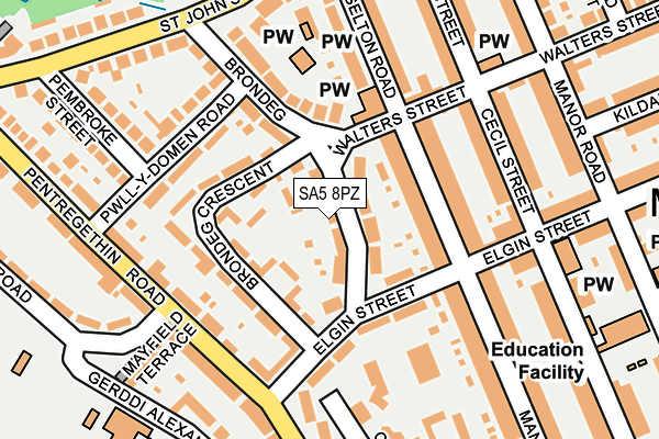 SA5 8PZ map - OS OpenMap – Local (Ordnance Survey) SA5 8PZ map - OS OpenMap – Local (Ordnance Survey)