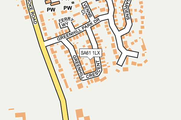 SA61 1LX map - OS OpenMap – Local (Ordnance Survey) SA61 1LX map - OS OpenMap – Local (Ordnance Survey)