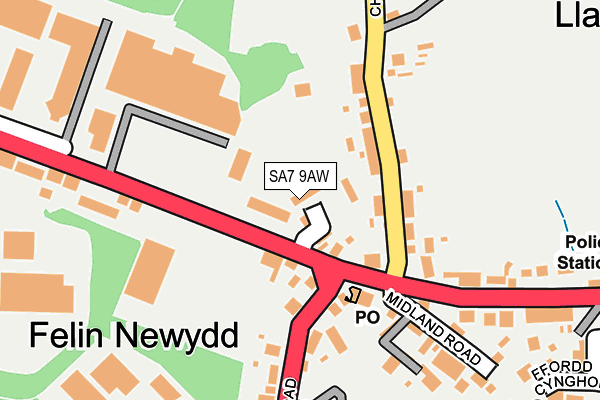 SA7 9AW map - OS OpenMap – Local (Ordnance Survey) SA7 9AW map - OS OpenMap – Local (Ordnance Survey)