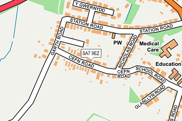 SA7 9EZ map - OS OpenMap – Local (Ordnance Survey) SA7 9EZ map - OS OpenMap – Local (Ordnance Survey)