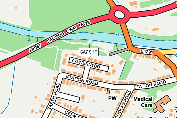 SA7 9HF map - OS OpenMap – Local (Ordnance Survey) SA7 9HF map - OS OpenMap – Local (Ordnance Survey)