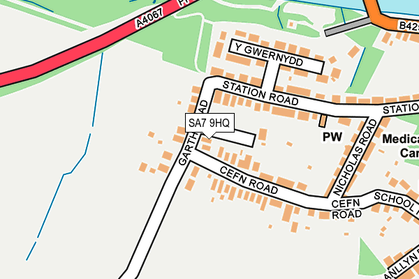 SA7 9HQ map - OS OpenMap – Local (Ordnance Survey) SA7 9HQ map - OS OpenMap – Local (Ordnance Survey)