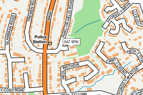 SA7 9PW map - OS OpenMap – Local (Ordnance Survey) SA7 9PW map - OS OpenMap – Local (Ordnance Survey)