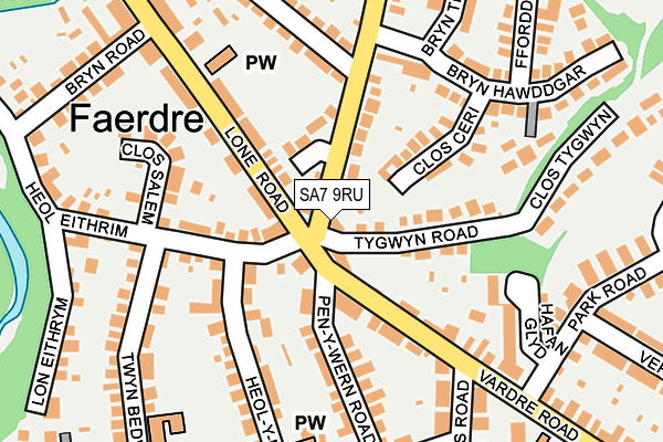 SA7 9RU map - OS OpenMap – Local (Ordnance Survey) SA7 9RU map - OS OpenMap – Local (Ordnance Survey)