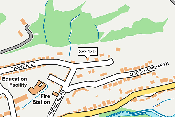 SA9 1XD map - OS OpenMap – Local (Ordnance Survey) SA9 1XD map - OS OpenMap – Local (Ordnance Survey)