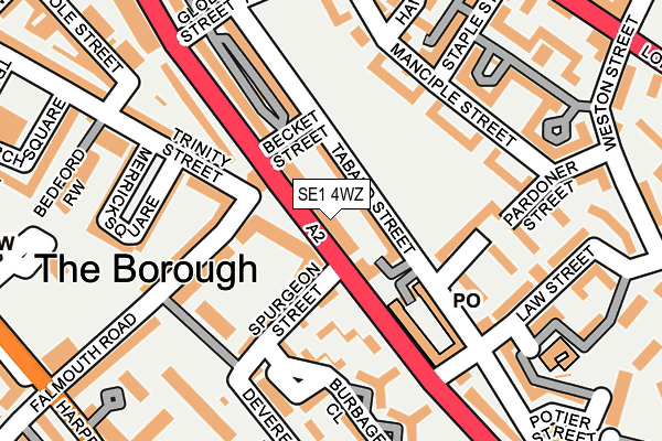 SE1 4WZ map - OS OpenMap – Local (Ordnance Survey) SE1 4WZ map - OS OpenMap – Local (Ordnance Survey)