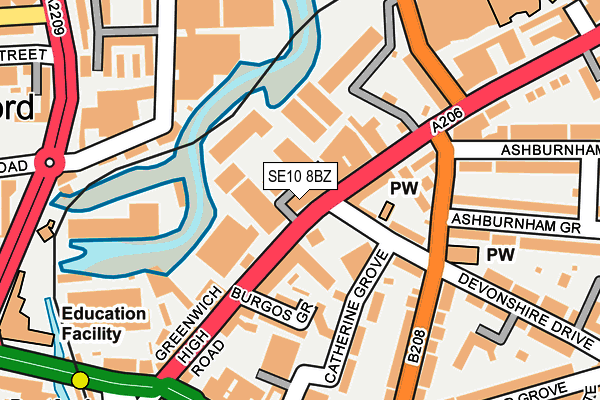 SE10 8BZ map - OS OpenMap – Local (Ordnance Survey) SE10 8BZ map - OS OpenMap – Local (Ordnance Survey)