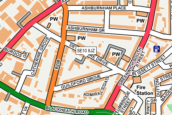 SE10 8JZ map - OS OpenMap – Local (Ordnance Survey)