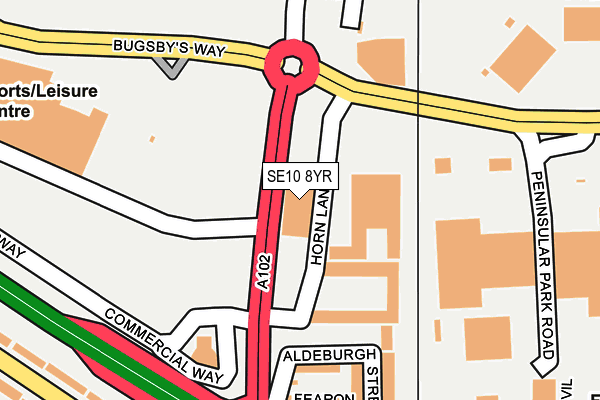 SE10 8YR map - OS OpenMap – Local (Ordnance Survey)