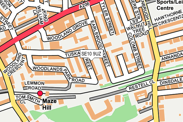 SE10 9UZ map - OS OpenMap – Local (Ordnance Survey) SE10 9UZ map - OS OpenMap – Local (Ordnance Survey)