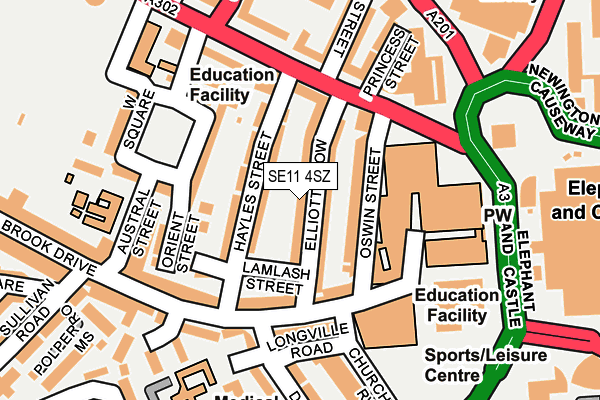 SE11 4SZ map - OS OpenMap – Local (Ordnance Survey)