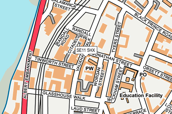 SE11 5HX map - OS OpenMap – Local (Ordnance Survey) SE11 5HX map - OS OpenMap – Local (Ordnance Survey)