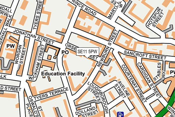 SE11 5PW map - OS OpenMap – Local (Ordnance Survey) SE11 5PW map - OS OpenMap – Local (Ordnance Survey)