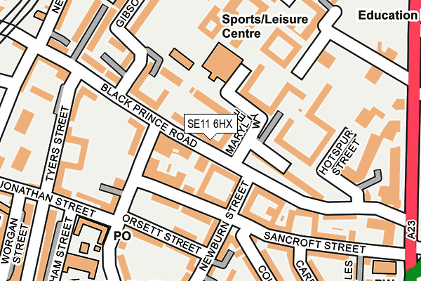 SE11 6HX map - OS OpenMap – Local (Ordnance Survey) SE11 6HX map - OS OpenMap – Local (Ordnance Survey)