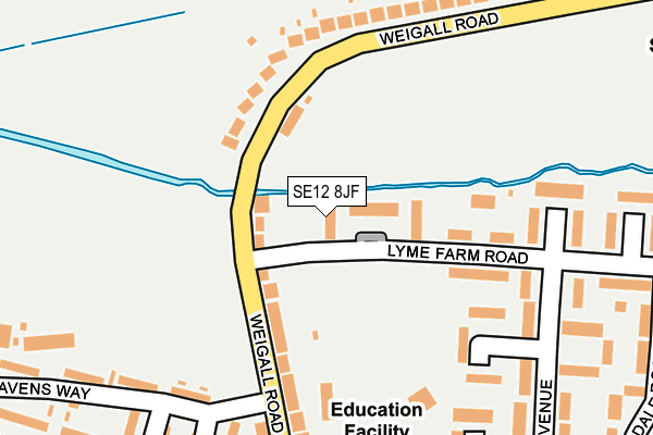 SE12 8JF map - OS OpenMap – Local (Ordnance Survey) SE12 8JF map - OS OpenMap – Local (Ordnance Survey)