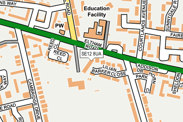 SE12 8UA map - OS OpenMap – Local (Ordnance Survey) SE12 8UA map - OS OpenMap – Local (Ordnance Survey)