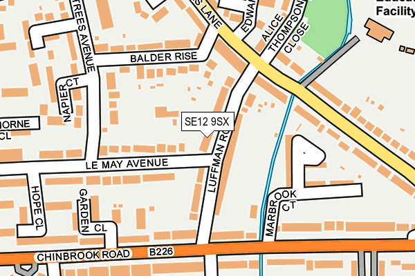 SE12 9SX map - OS OpenMap – Local (Ordnance Survey) SE12 9SX map - OS OpenMap – Local (Ordnance Survey)