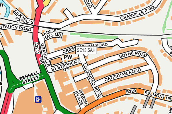 SE13 5AH map - OS OpenMap – Local (Ordnance Survey)