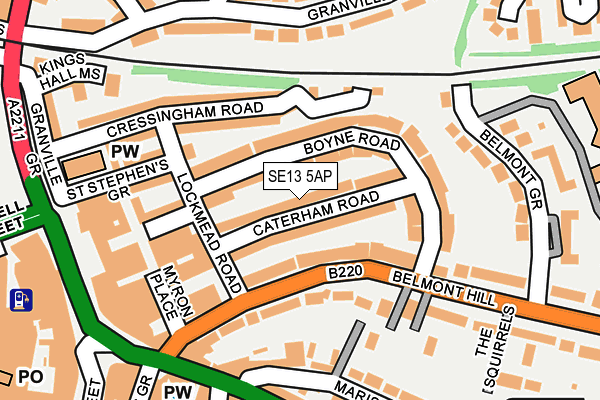 SE13 5AP map - OS OpenMap – Local (Ordnance Survey)