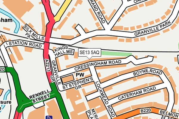 SE13 5AQ map - OS OpenMap – Local (Ordnance Survey) SE13 5AQ map - OS OpenMap – Local (Ordnance Survey)