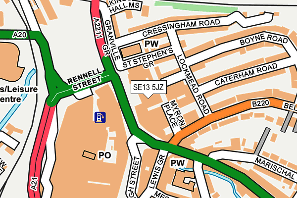 SE13 5JZ map - OS OpenMap – Local (Ordnance Survey) SE13 5JZ map - OS OpenMap – Local (Ordnance Survey)