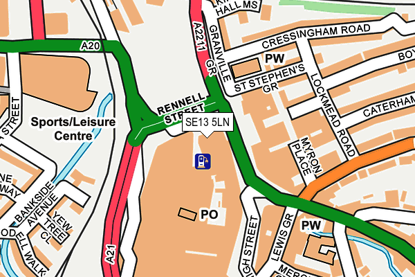 SE13 5LN map - OS OpenMap – Local (Ordnance Survey)