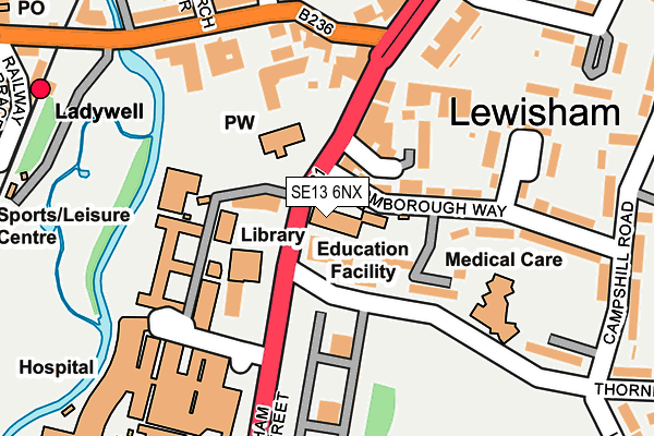 SE13 6NX map - OS OpenMap – Local (Ordnance Survey) SE13 6NX map - OS OpenMap – Local (Ordnance Survey)