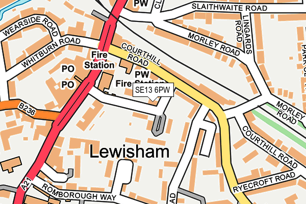 SE13 6PW map - OS OpenMap – Local (Ordnance Survey) SE13 6PW map - OS OpenMap – Local (Ordnance Survey)