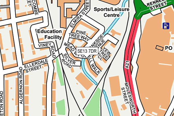 SE13 7DR map - OS OpenMap – Local (Ordnance Survey)