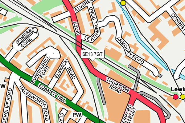 SE13 7GT map - OS OpenMap – Local (Ordnance Survey) SE13 7GT map - OS OpenMap – Local (Ordnance Survey)