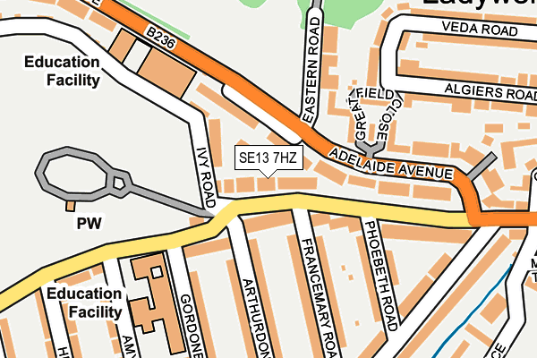 SE13 7HZ map - OS OpenMap – Local (Ordnance Survey) SE13 7HZ map - OS OpenMap – Local (Ordnance Survey)