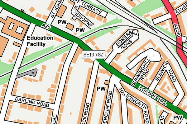 SE13 7SZ map - OS OpenMap – Local (Ordnance Survey)