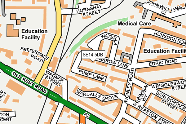 SE14 5DB map - OS OpenMap – Local (Ordnance Survey)
