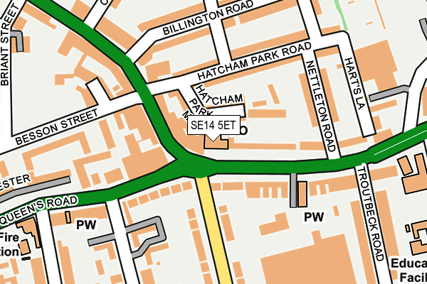 SE14 5ET map - OS OpenMap – Local (Ordnance Survey) SE14 5ET map - OS OpenMap – Local (Ordnance Survey)