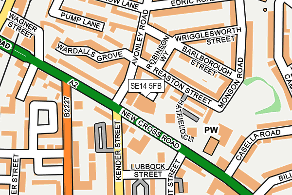 SE14 5FB map - OS OpenMap – Local (Ordnance Survey) SE14 5FB map - OS OpenMap – Local (Ordnance Survey)