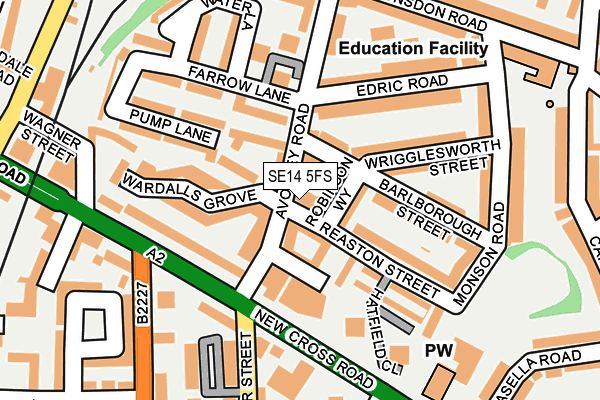 SE14 5FS map - OS OpenMap – Local (Ordnance Survey)