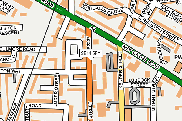 SE14 5FY map - OS OpenMap – Local (Ordnance Survey) SE14 5FY map - OS OpenMap – Local (Ordnance Survey)