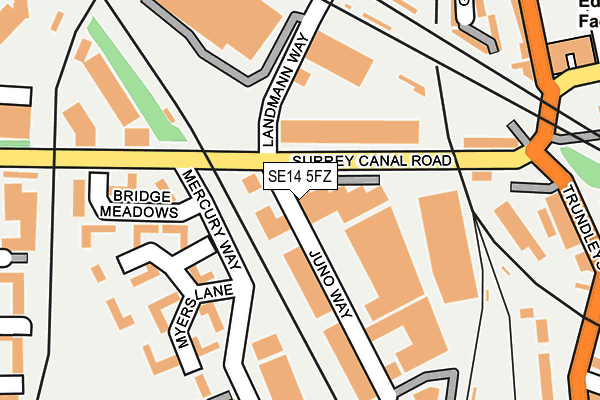 SE14 5FZ map - OS OpenMap – Local (Ordnance Survey) SE14 5FZ map - OS OpenMap – Local (Ordnance Survey)