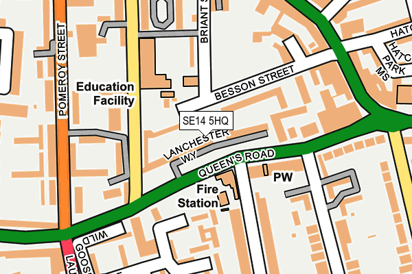 SE14 5HQ map - OS OpenMap – Local (Ordnance Survey) SE14 5HQ map - OS OpenMap – Local (Ordnance Survey)
