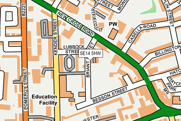 SE14 5HW map - OS OpenMap – Local (Ordnance Survey) SE14 5HW map - OS OpenMap – Local (Ordnance Survey)