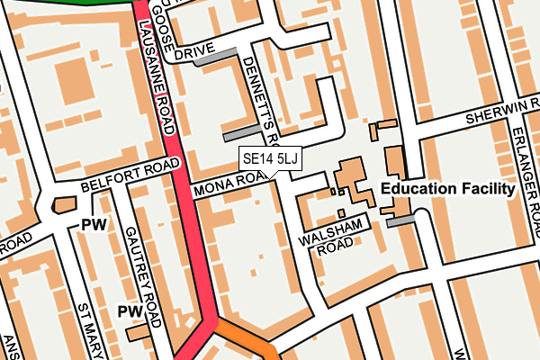SE14 5LJ map - OS OpenMap – Local (Ordnance Survey) SE14 5LJ map - OS OpenMap – Local (Ordnance Survey)
