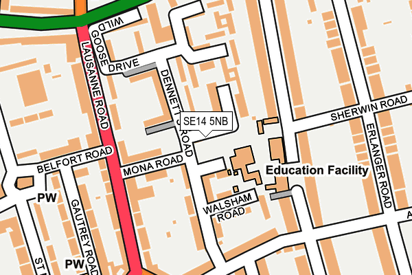 SE14 5NB map - OS OpenMap – Local (Ordnance Survey) SE14 5NB map - OS OpenMap – Local (Ordnance Survey)
