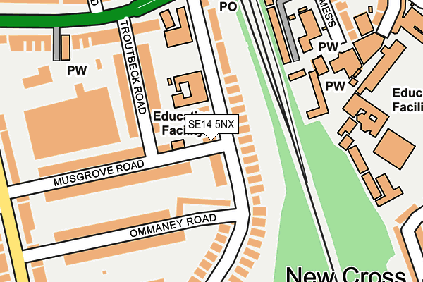 SE14 5NX map - OS OpenMap – Local (Ordnance Survey)