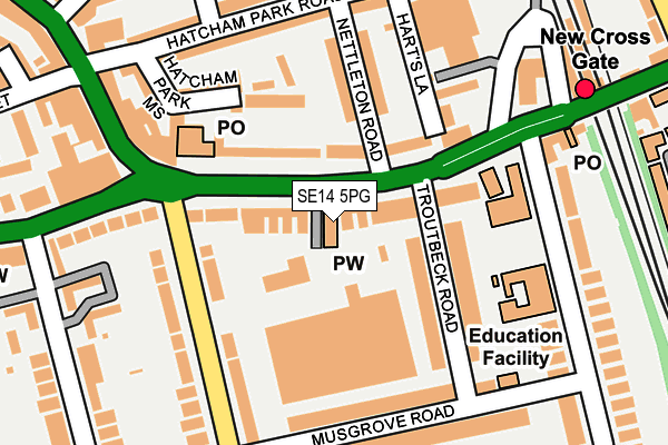SE14 5PG map - OS OpenMap – Local (Ordnance Survey) SE14 5PG map - OS OpenMap – Local (Ordnance Survey)