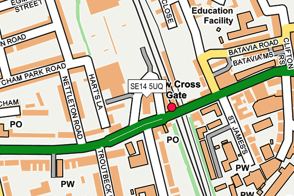 SE14 5UQ map - OS OpenMap – Local (Ordnance Survey)