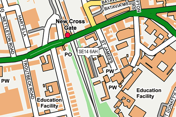 SE14 6AH map - OS OpenMap – Local (Ordnance Survey) SE14 6AH map - OS OpenMap – Local (Ordnance Survey)