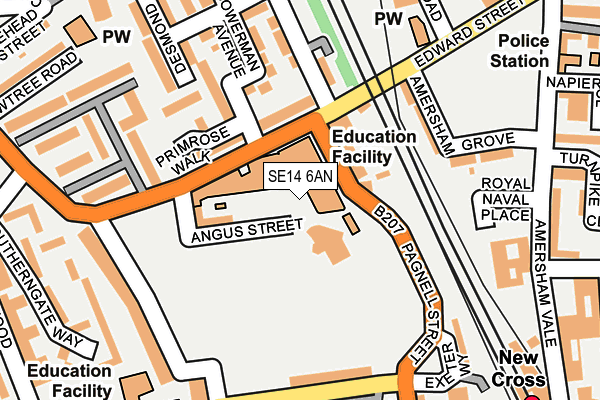 SE14 6AN map - OS OpenMap – Local (Ordnance Survey) SE14 6AN map - OS OpenMap – Local (Ordnance Survey)