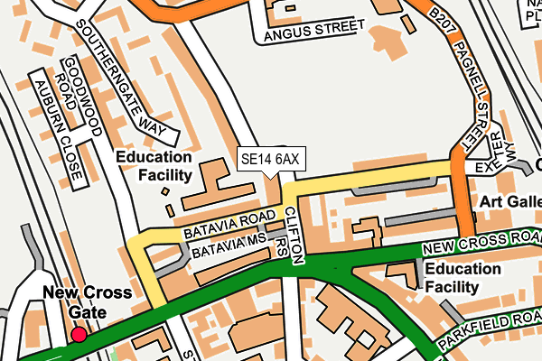 SE14 6AX map - OS OpenMap – Local (Ordnance Survey)