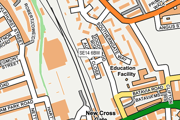 SE14 6BW map - OS OpenMap – Local (Ordnance Survey) SE14 6BW map - OS OpenMap – Local (Ordnance Survey)