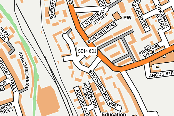 SE14 6DJ map - OS OpenMap – Local (Ordnance Survey) SE14 6DJ map - OS OpenMap – Local (Ordnance Survey)